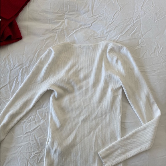 White Ribbed Long Sleeve Top - Picture 3 of 3